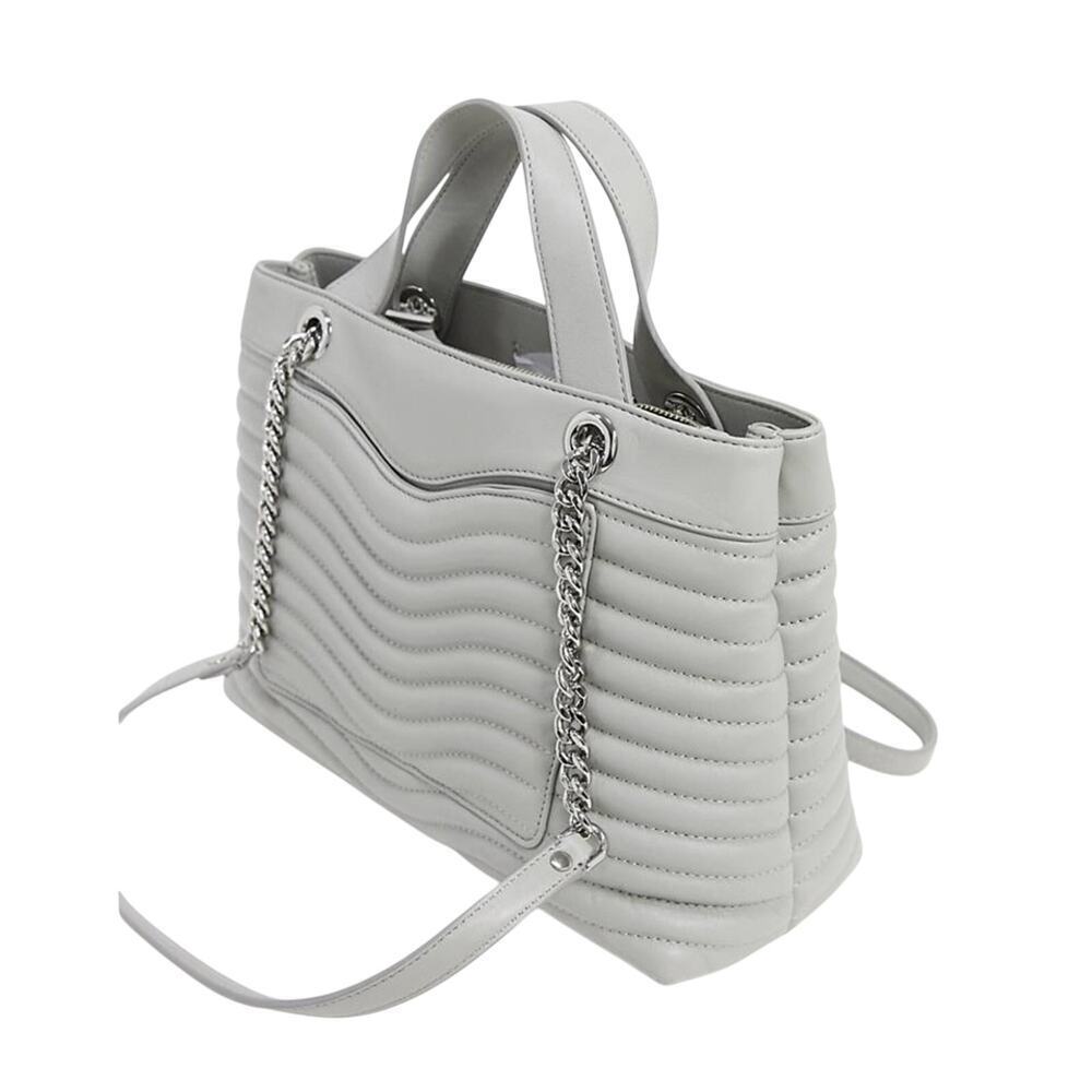 REBECCA MINKOFF Leather m.a.b. Quilted Wave Satchel Shoulder Bag in Perlo - Picture 2 of 16